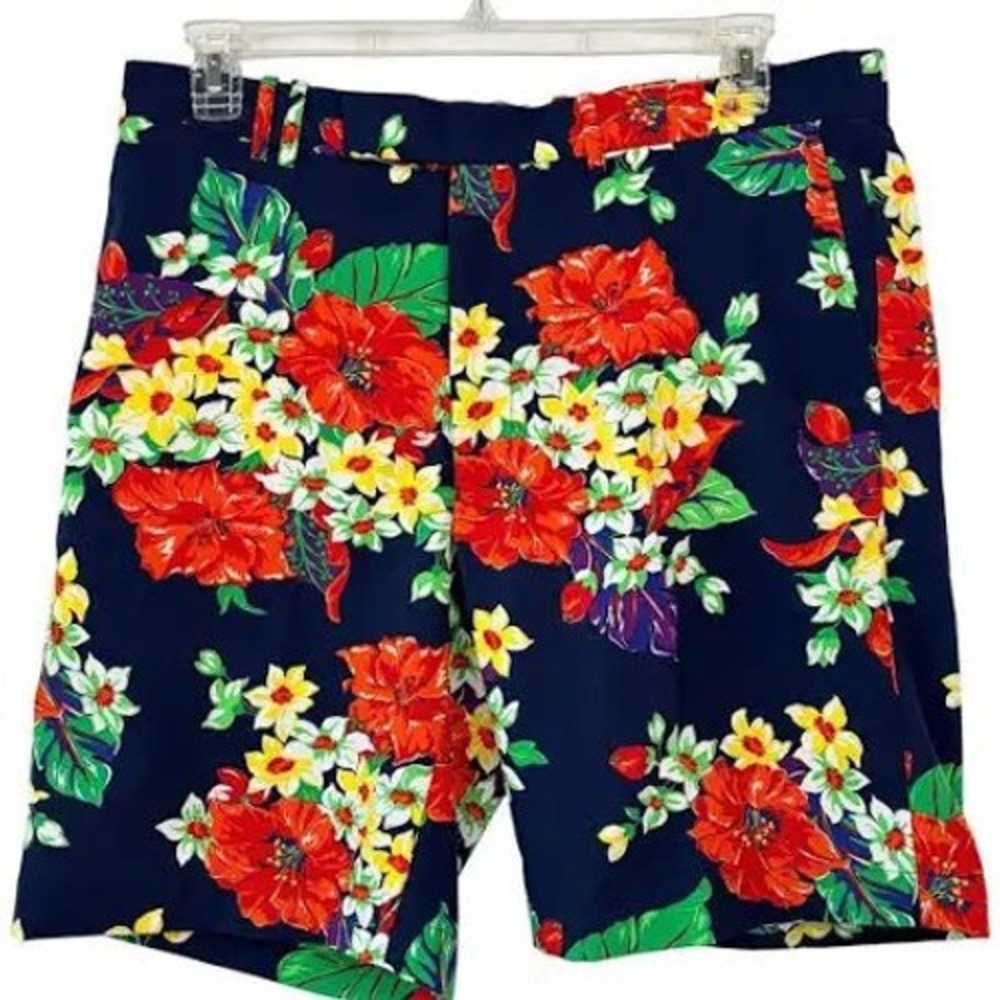 RLX Ralph Lauren Golf Greens Shorts Mens 34 Navy Blue VR Floral Tropical New